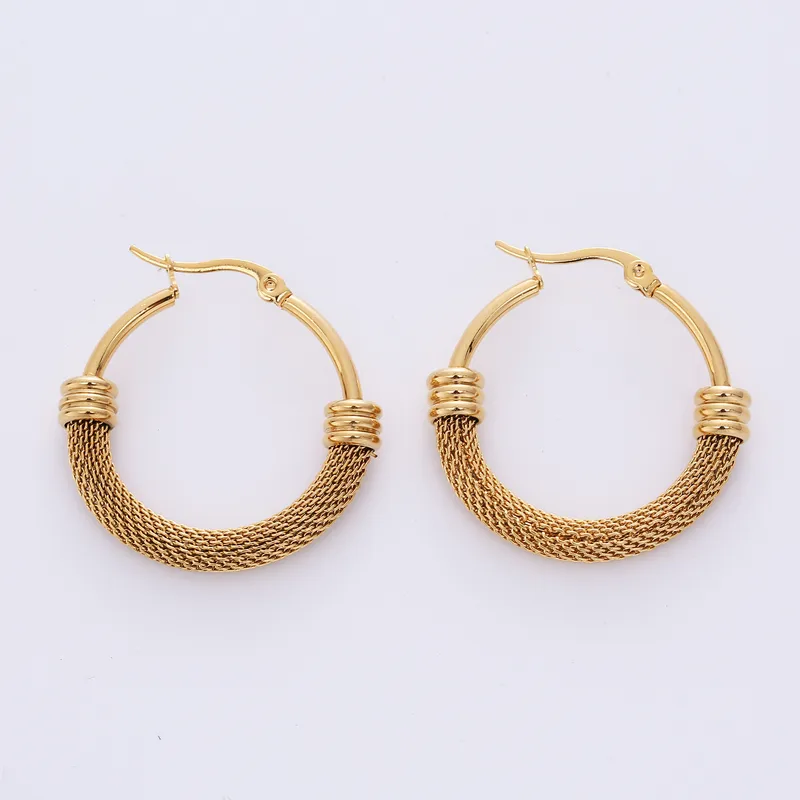 Wholesale Fashion Circle Plating 304 Stainless Steel 18K Gold Plated Stainless Steel Earrings