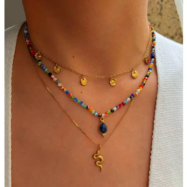 316 Stainless Steel Pentagram Geometric PVD Coated Rhinestones Real Gold Plated Simple Style Commute Waterproof Non Tarnish Surgical Steel Inlay Cable Chain Lobster Trigger Clasp Closure Gold Pendant Necklace