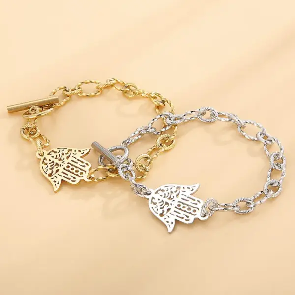 Wholesale PVD Coated 18K Gold Plated Geometric Titanium Steel Fashion Waterproof Non Tarnish Bracelets