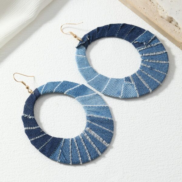 oly-5a563b2f6883aef1dd9a3b330ae69b6c Wholesale Cross-border Explosions Western Denim Style Casual Fashion Exaggerated Earrings Earrings Denim Oval Bohemia