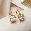 Wholesale 1 Pair Simple Style Commute Square Plating Inlay Copper Zircon 18k Gold Plated Earrings