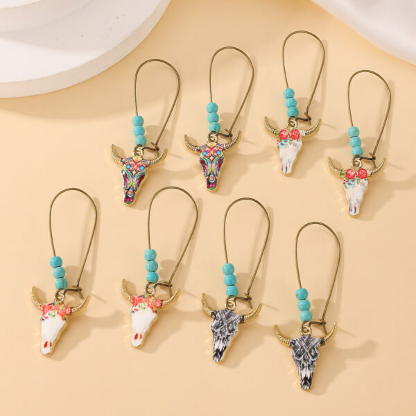 Wholesale European and American Niche Ethnic Style Personalized Niutou Earrings Women's Retro Western Denim Style Songshi Earrings Cross-border Jewelry
