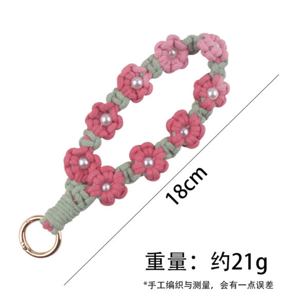 Wholesale New pure hand-woven gradient daisy key chain INS cotton rope key lanyard key pendant jewelry