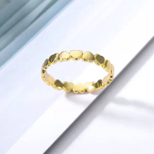 Wholesale PVD Coated Real Gold Plated Heart Stainless Steel Simple Style Waterproof Non Tarnish Rings