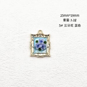 5 three flowers blue