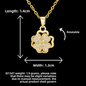 XL1347 Rotating Small Four-Leaf Clover Necklace / Gold