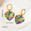 Wholesale Stainless Steel Heart Shape PVD Coated Real Gold Plated 18K Gold Elegant Luxurious Enamel Colour Earrings