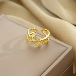 653 Gold Cross Nail Ring