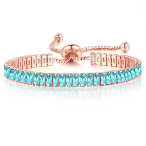 Rose Gold + Sea Blue Stone 2.5 * 5mm Bracelet