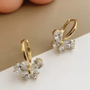 Wholesale 1 Pair Sweet Butterfly Copper Plating Zircon Drop Earrings