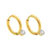 PVD Coated Real Gold Plated 18K Gold Round 304 Stainless Steel Elegant Waterproof Non Tarnish Earrings