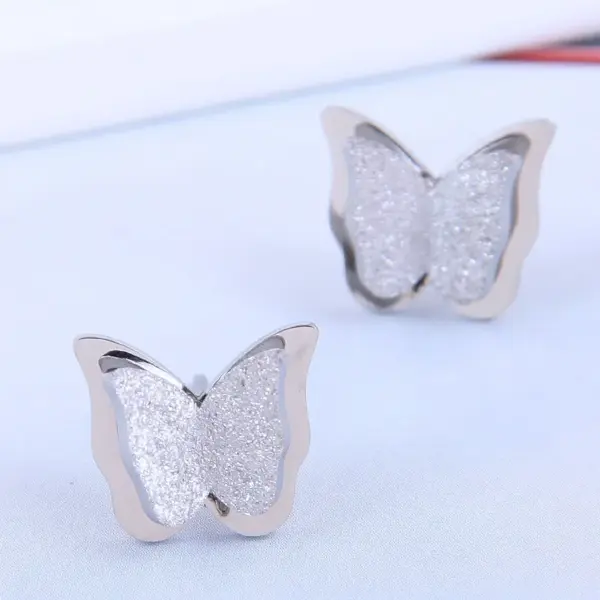 Korean Fashion Butterfly Titanium Steel Stud Earrings Wholesale Nihaojewelry