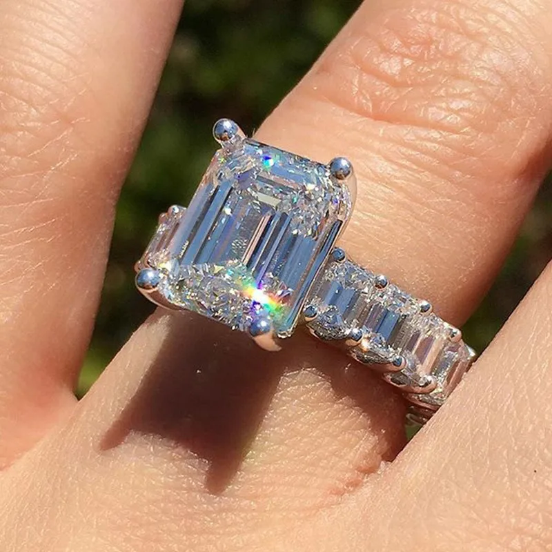 Wholesale New Square Zircon Rings Fashion Ladies Copper Zircon Hand Jewelry