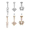 Wholesale Fashion Solid Color Stainless Steel Inlay Zircon Belly Ring 1 Piece