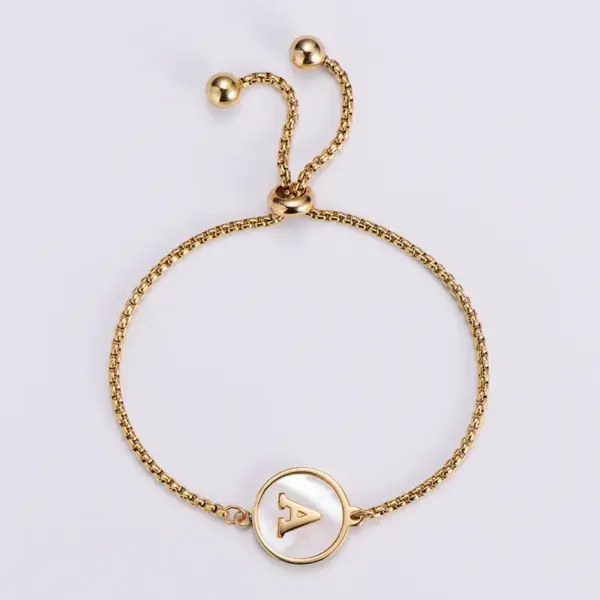 PVD Coated 18K Gold Plated Letter 304 Stainless Steel Simple Style Waterproof Non Tarnish 304 Stainless Steel Bracelets