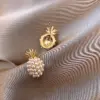 1 Pair Fashion Pineapple Alloy Inlay Artificial Pearls Gold Plated Women's Ear Studs