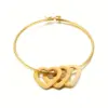 304 Stainless Steel Stainless Steel Heart Shape PVD Coated 18K Real Gold Plated Simple Style Commute Plating Bangle