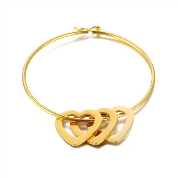 304 Stainless Steel Stainless Steel Heart Shape PVD Coated 18K Real Gold Plated Simple Style Commute Plating Bangle