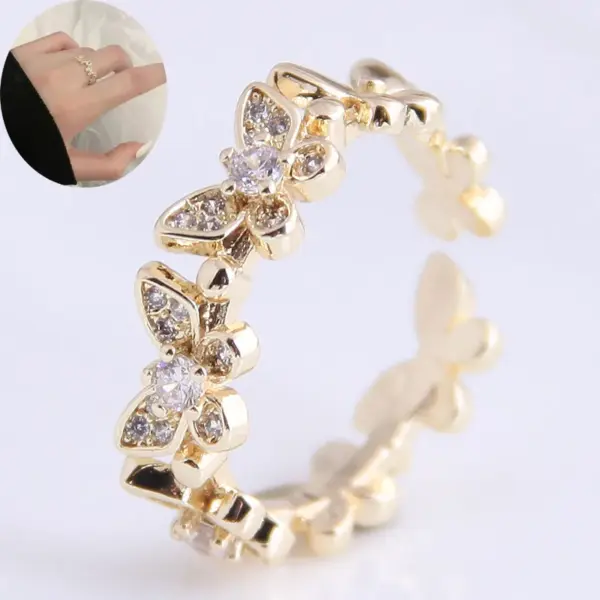 Wholesale Copper Alloy Butterfly Sweet Rings For Women's