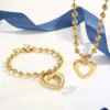 Wholesale PVD Coated 18K Gold Plated Heart Shape Stainless Steel Streetwear Waterproof Non Tarnish Bracelets Necklace