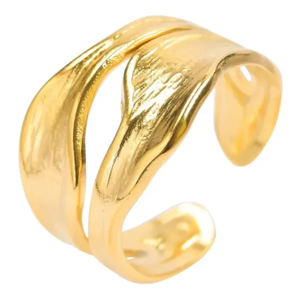 PVD Coated Real Gold Plated 18K Gold Geometric 304 Stainless Steel Simple Style Waterproof Non Tarnish Open Ring