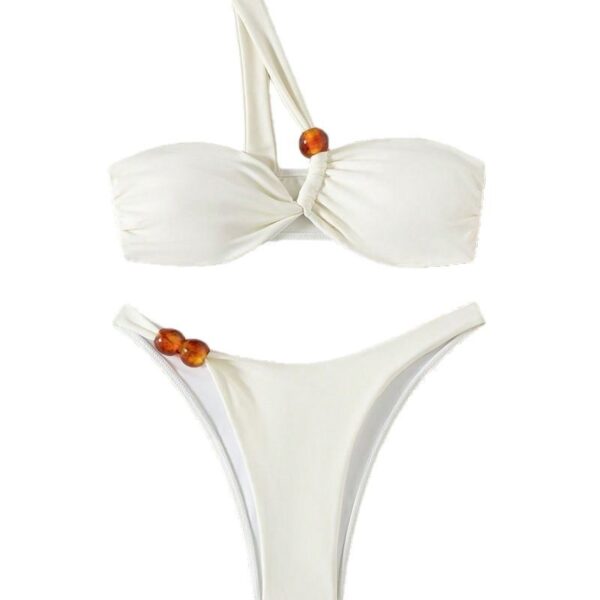 oly-5a76e108afcc1169f02de6ebf62a3059 Wholesale 2025 European and American Sexy Split Bikini Swimsuit Cross-Border Amazon Pure Color Beach Vacation Bikini Swimsuit