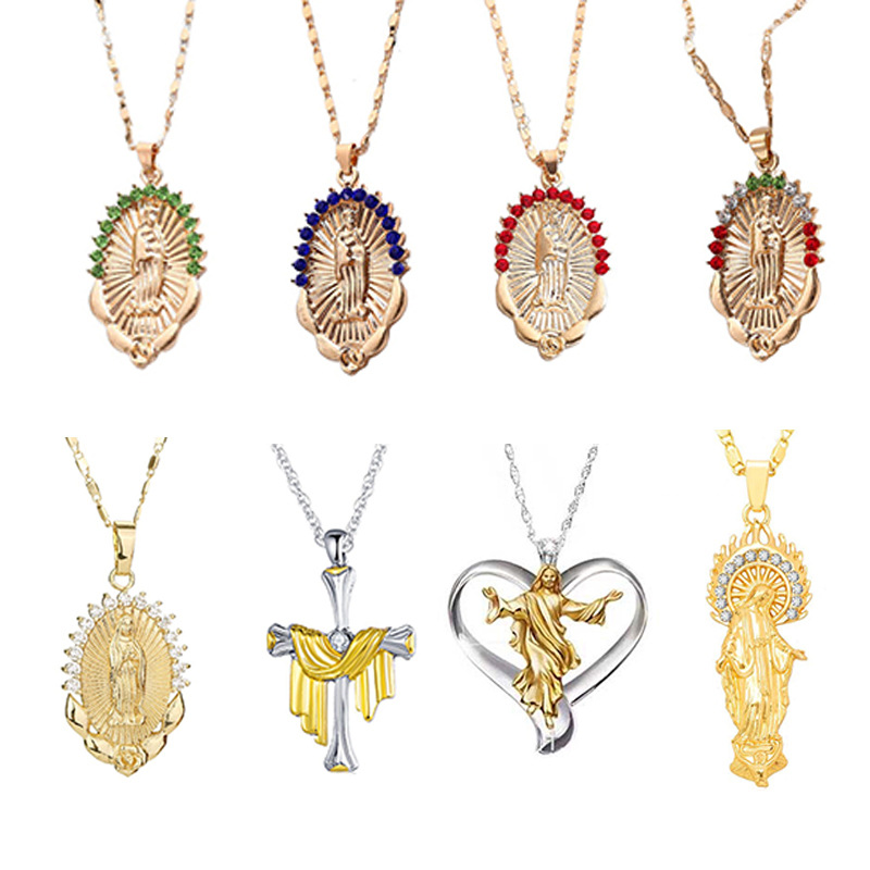 Wholesale Classic Fashion Faith Religious Elements Crystal Rhinestone Hollow Round Design