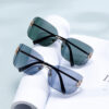 Wholesale miumiu sunglasses, same style with Zhang Yuanying, women's high-grade personalized y2g sunglasses, curved surface one-piece frameless sunglasses