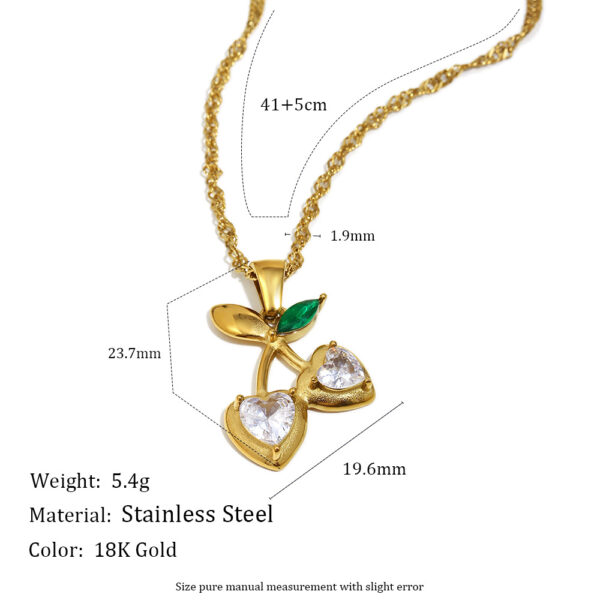 Wholesale 18K gold-plated white diamond cherry necklace