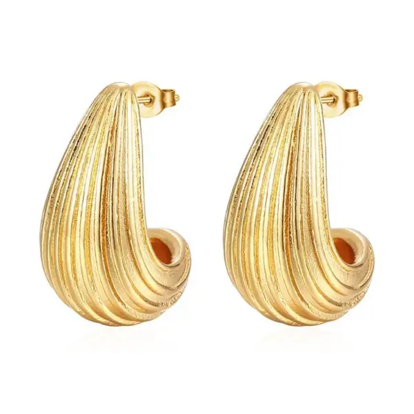 Wholesale 304 Stainless Steel U Shape Water Droplets Electroplated Golden Plated Vintage Style Waterproof Non Tarnish Plating Ear Studs