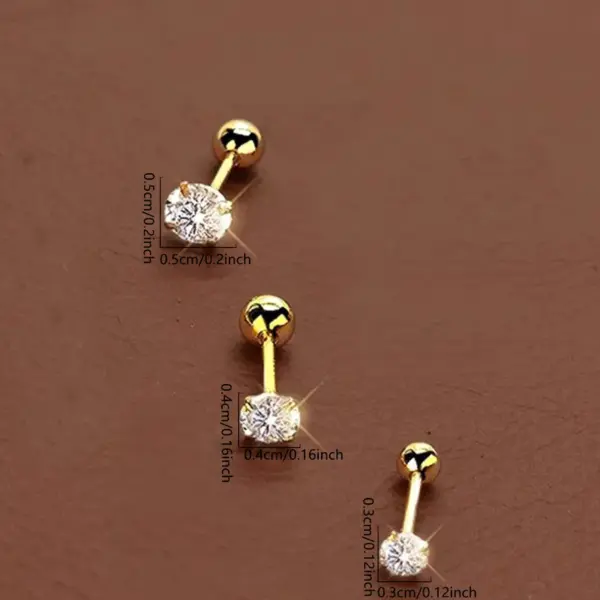 Wholesale 18K Gold Plated 304 Stainless Steel PVD Coated Zircon Solid Color Waterproof Non Tarnish Surgical Steel Streetwear Cartilage Earrings For Women's