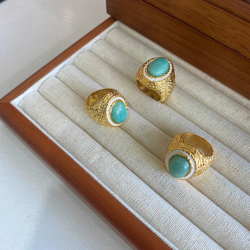 Wholesale French niche design Aurel * eBider * ann turquoise ring Vintage middle ancient European and American gold ring