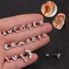1 Piece 316L Stainless Steel Copper Zircon Ear Cartilage Rings & Studs Star Heart Shape Waterproof Non Tarnish Surgical Steel