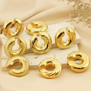 Wholesale 304 Stainless Steel U Shape Geometric PVD Coated 18K Real Gold Plated Vintage Style Waterproof Non Tarnish Plating Ear Cuffs