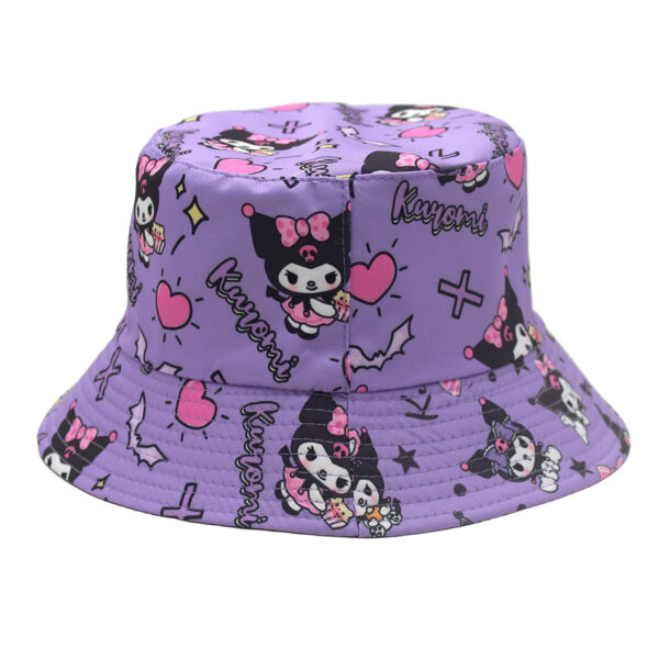 Wholesale Kulomi Printed Fisherman Hat Cartoon Anime Sanrio Double-sided Wear Sun Hat for Men and Women Outdoor Casual Basin Hat