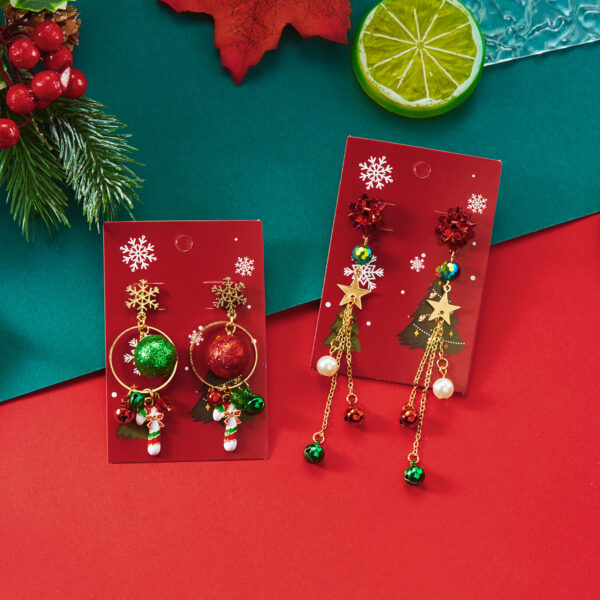 Wholesale Christmas red and green snowflake and snowman earrings