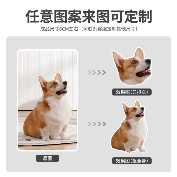 Wholesale Acrylic Pet Refrigerator Sticker Brand Custom Ornaments Pet Cat Dog Expression Shake a Shake Music to Figure