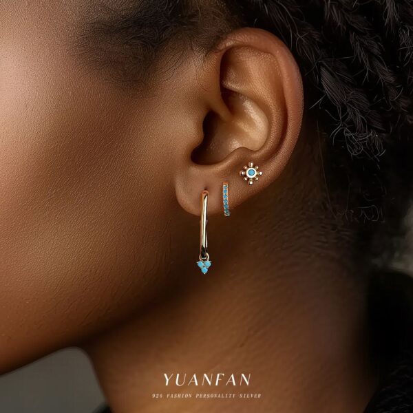 Wholesale S925 Sterling Sier Turquoise Retro Earrings Luxury Earrings