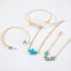 Wholesale Bohemian ethnic style inlaid turquoise bracelet suit personality exaggerated butterfly turquoise bracelet multi-piece set