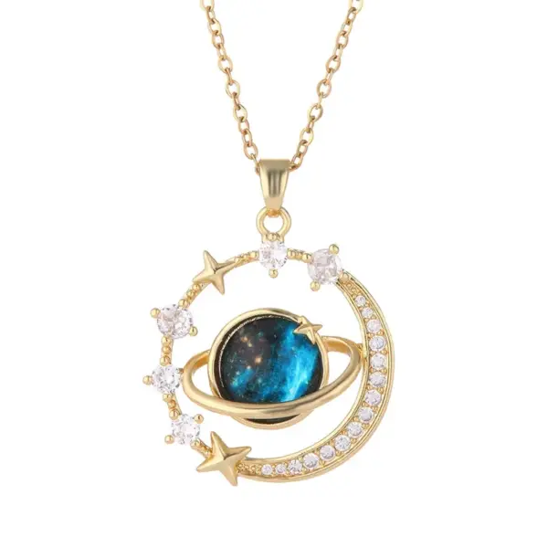 Wholesale IG Style Simple Style Star Planet 201 Stainless Steel Copper Plating Inlay White Gold Plated Gold Plated Resin Zircon
