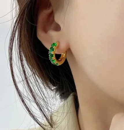 1 Pair Elegant Simple Style U Shape Leaves Inlay Copper Zircon 18K Gold Plated Earrings