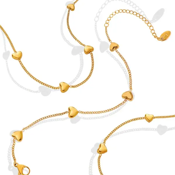 304 Stainless Steel Number PVD Coated 18K Real Gold Plated Sweet Simple Style Waterproof Non Tarnish Gold Bracelets Necklace