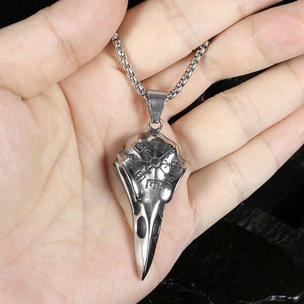 oly-5aa97a9468c67128487b603797bfa78e Wholesale Cross-border Explosions Nordic Retro Crow Skull Viking Stainless Steel Necklace Punk Skull Eagle Pendant for Men