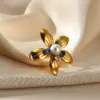 PVD Coated Real Gold Plated Geometric Heart Shape Flower 304 Stainless Steel Vintage Style French Style Waterproof Non Tarnish Open Rings