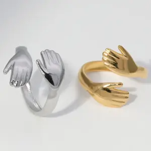 Wholesale Jewelry Fashion Palm 304 Stainless Steel 18K Gold Plated Stainless Steel Rings