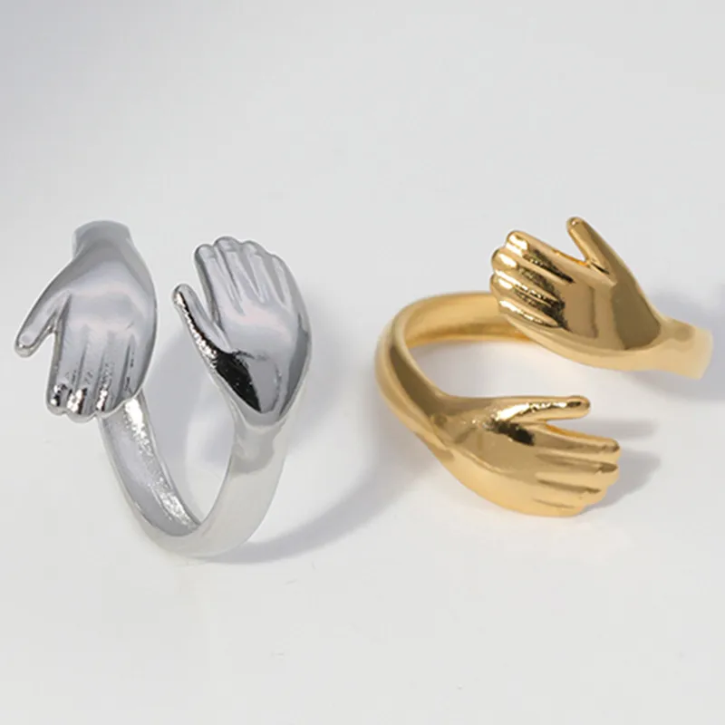 Wholesale Jewelry Fashion Palm 304 Stainless Steel 18K Gold Plated Stainless Steel Rings