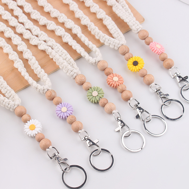 Wholesale New Cartoon Pure Hand-Woven Necklace Creative DIY Pendant Keychain Brand Work Permit Lanyard