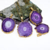 Wholesale Natural Crystal Sunflower Pendant Asymmetrical Raw Stone Natural Stone Slice Gold-Plated Necklace Accessories