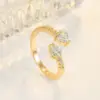 Wholesale Simple Style Heart Shape Copper Open Ring Plating Zircon Copper Rings