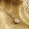 Wholesale PVD Coated Real Gold Plated 18K Gold Sun Water Droplets 304 Stainless Steel Elegant Waterproof Non Tarnish 304 Stainless Steel Pendant Necklace